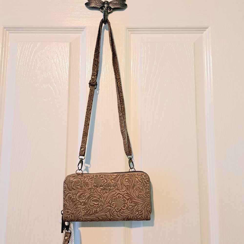 Darcy Marks London Embossed Floral Crossbody Wallet